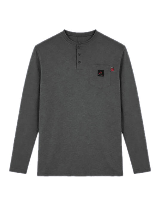 Forge Fr Men's Charcoal Grey Henley Neck Long Sleeve T-shirt