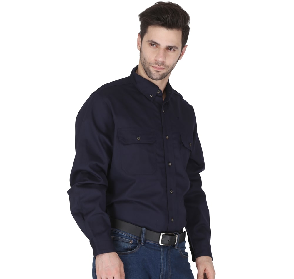 Forge Fr Men's Navy Button Long Sleeve Shirt