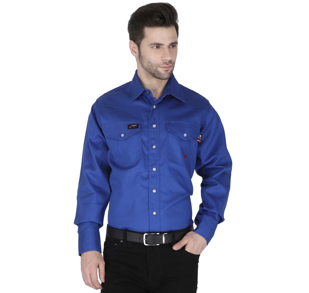 Forge Fr Men's Solid Royal Blue Long Sleeve Shirt