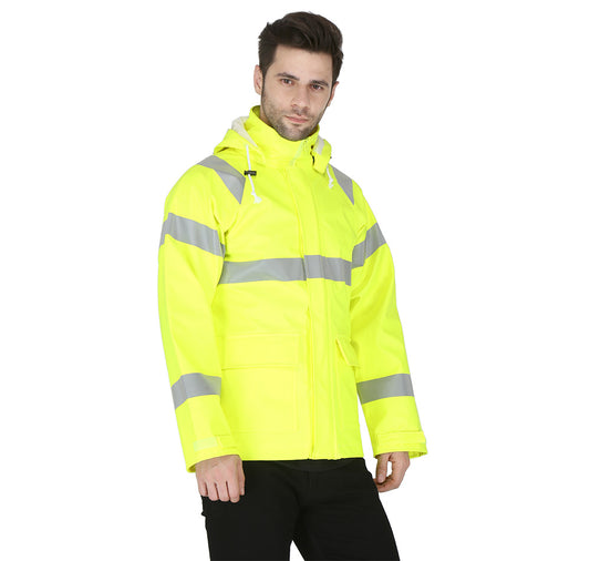 Forge Fr Men's Yellow hi-Vis Rain Jacket