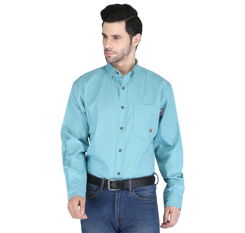 Forge Fr Men's Cyan Printed Long Sleeve Shirt