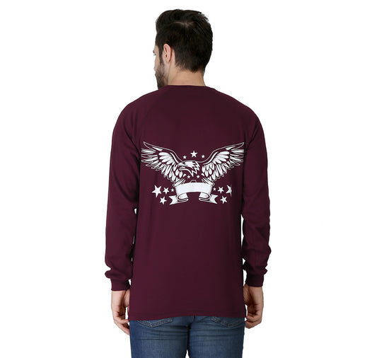 Forge Fr Men's Eagle print Burgundy Long Sleeve T-shirt