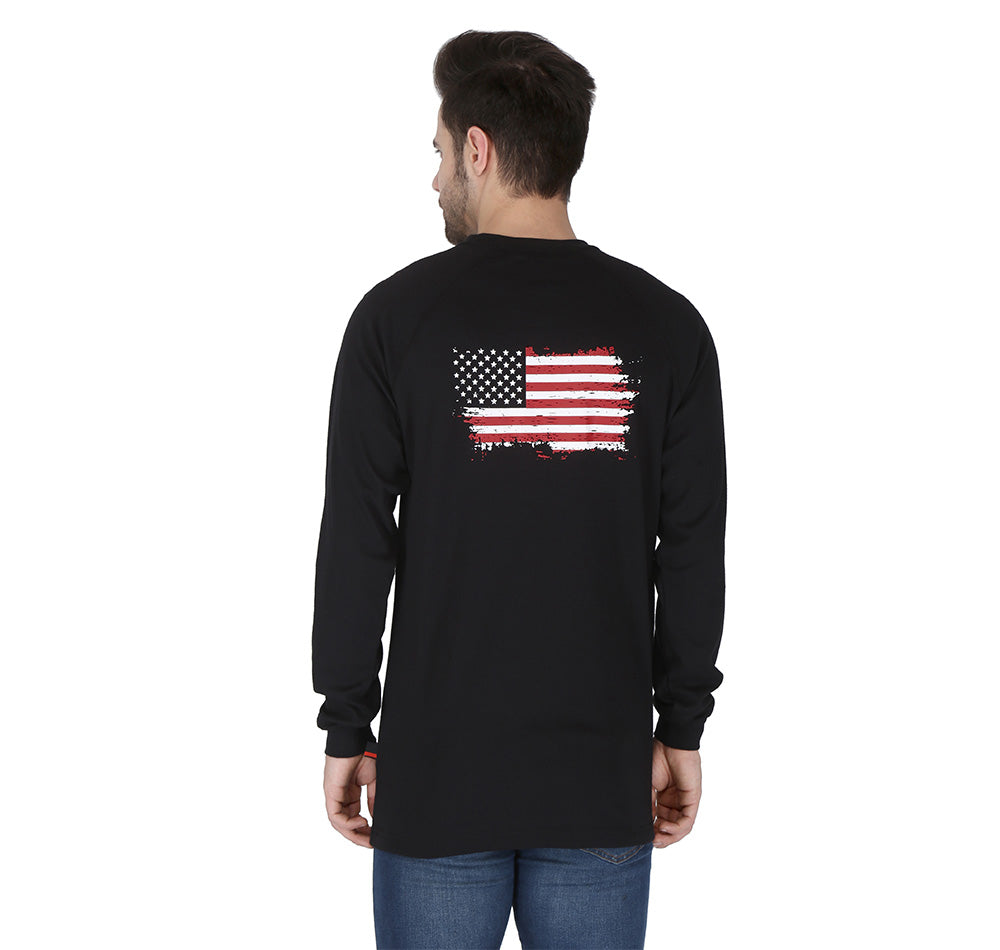 Forge Fr Men's Flag Print Black Long Sleeve T-shirt