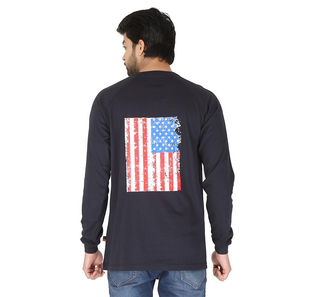 Forge Fr Men's Flag Print Navy Long Sleeve T-shirt