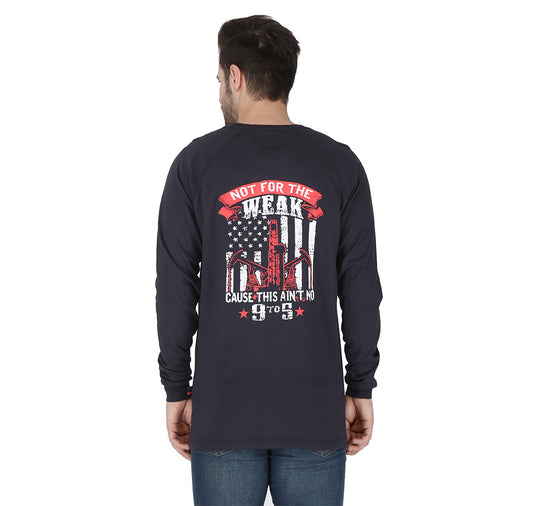 Forge Fr Men's Graphic Printed Navy Long Sleeve T-shirt