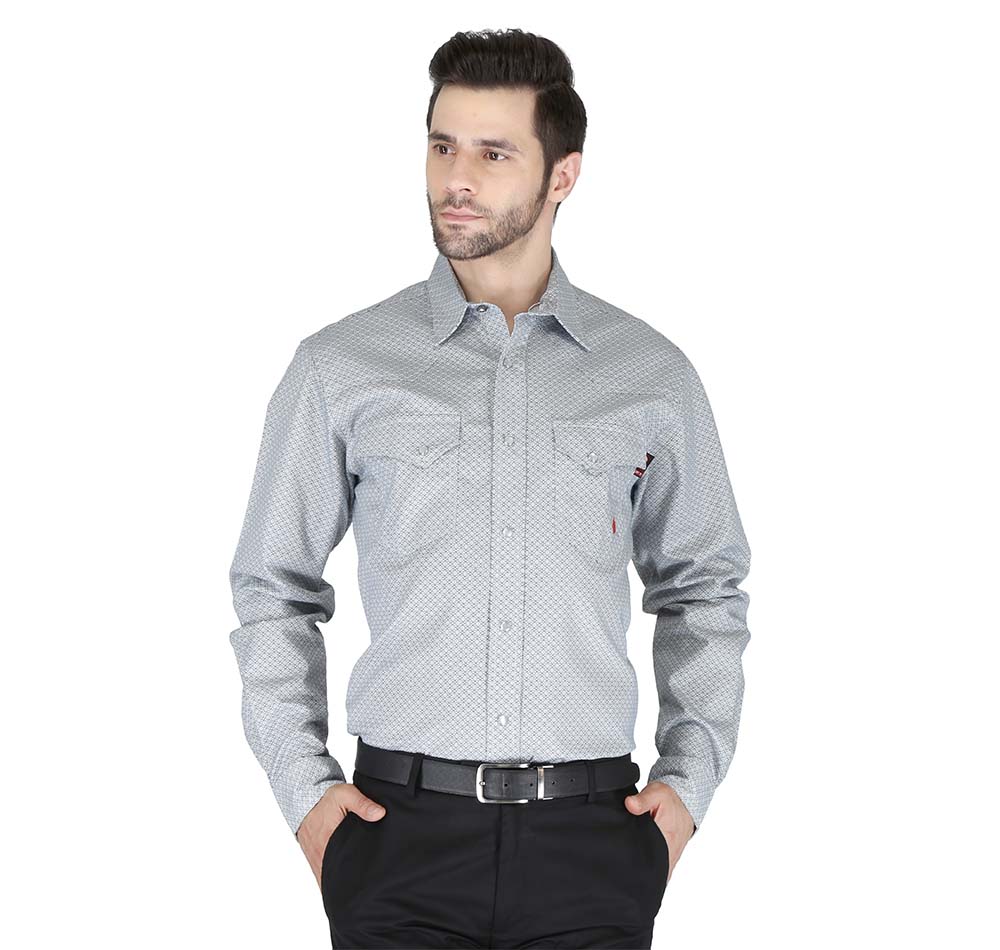 Forge Fr Men's Iron Grey Printed Long Sleeve Shirt