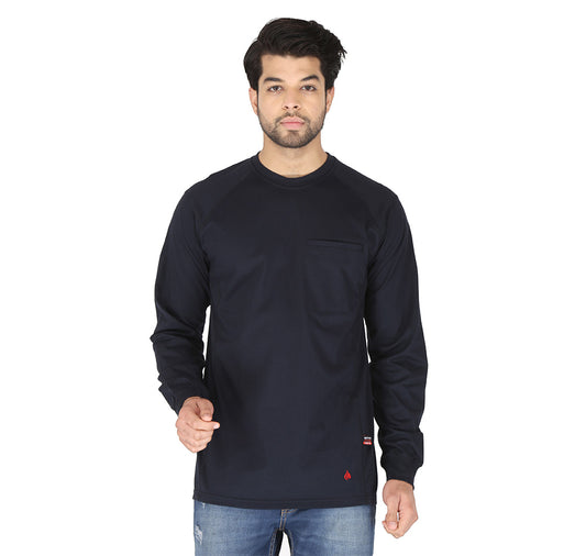 Forge Fr Men's Navy Crew Neck Light Weight Long Sleeve T-shirt