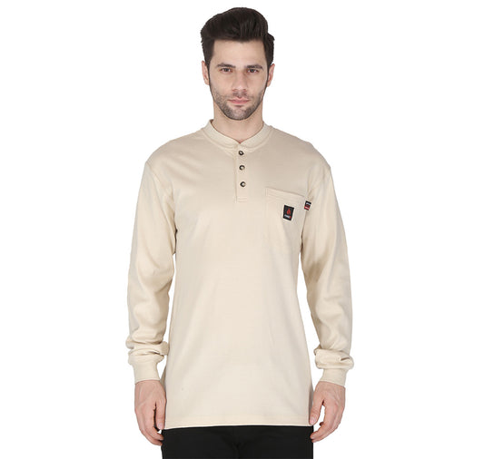 Forge Fr Men's Sand Henley Neck Long Sleeve T-shirt