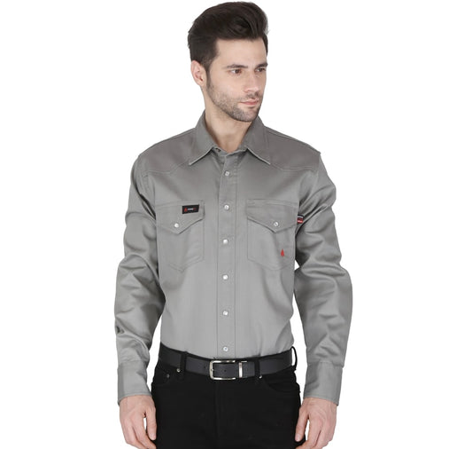 Forge Fr Men's Solid Light Grey Long Sleeve Shirt