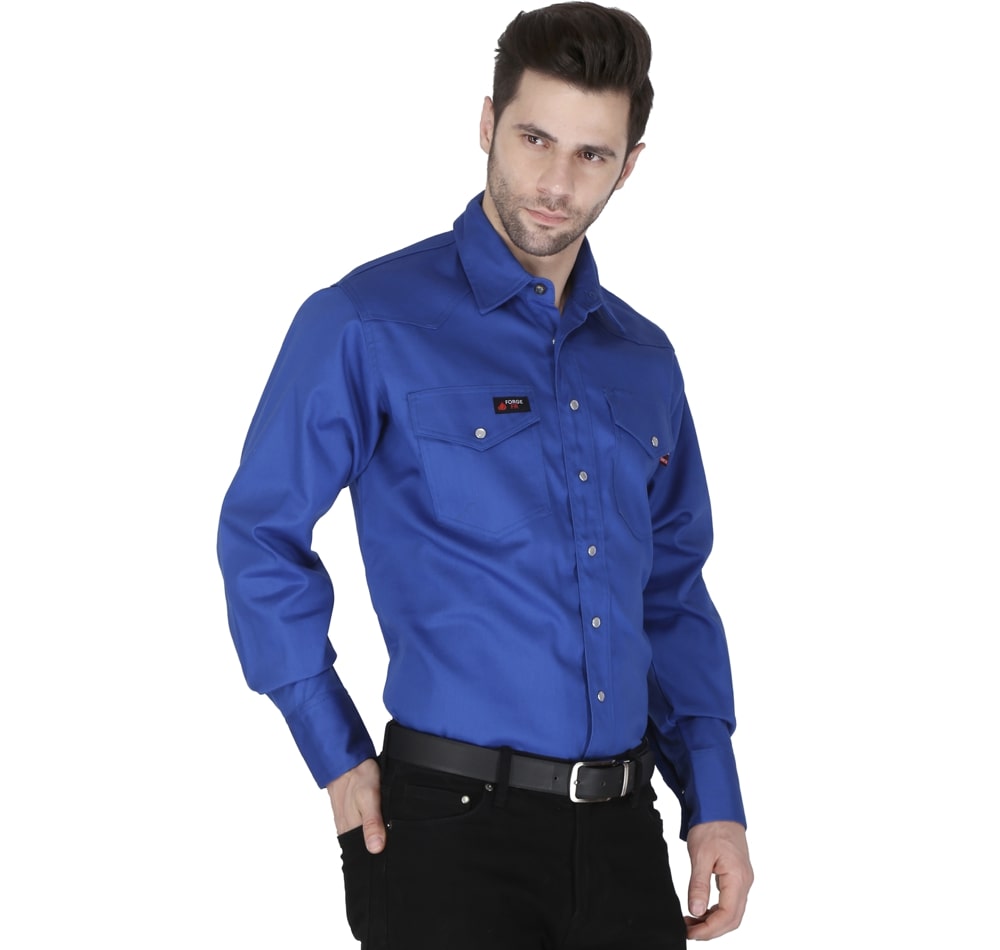 Forge Fr Men's Solid Royal Blue Long Sleeve Shirt