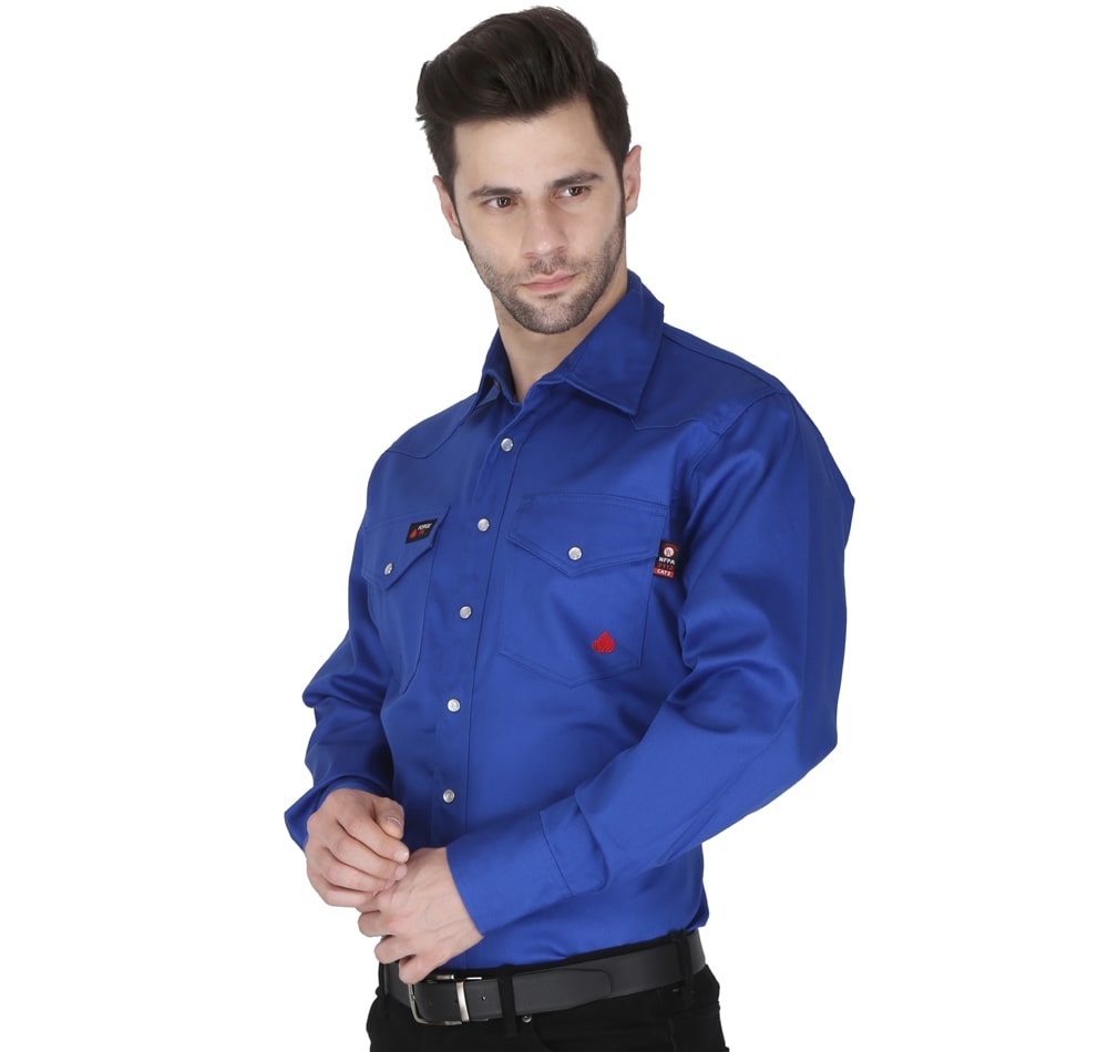 Forge Fr Men's Solid Royal Blue Long Sleeve Shirt