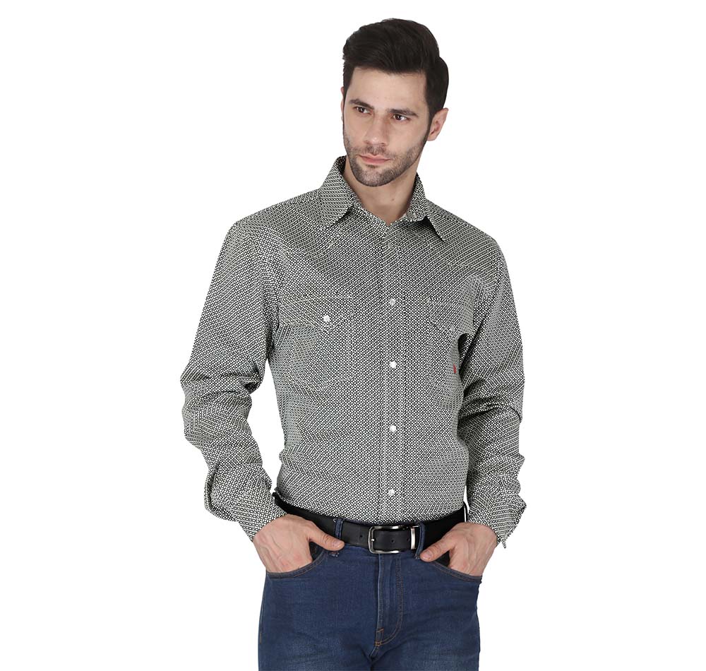 Forge Fr Men's Black Printed Long Sleeve Shirt