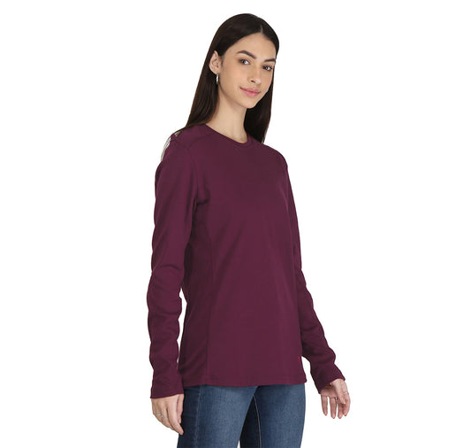 Forge Fr Women's Burgundy Crew Neck T-shirt