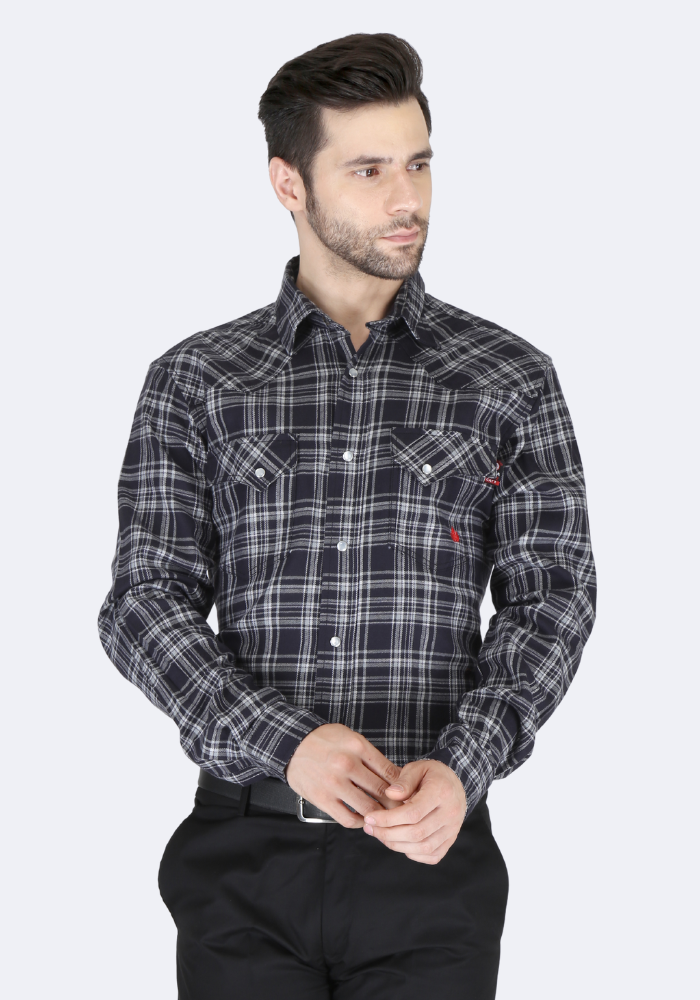 Forge Fr Men's Black Plaid Long Sleeve Shirt