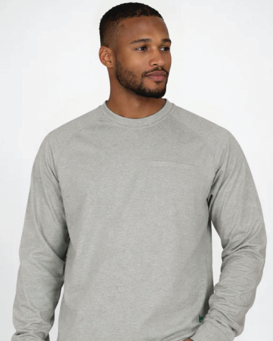 Forge Fr Men's Grey Crew Neck Light Weight Long Sleeve T-shirt