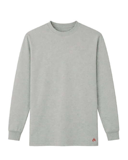 Forge Fr Men's Grey Crew Neck Light Weight Long Sleeve T-shirt