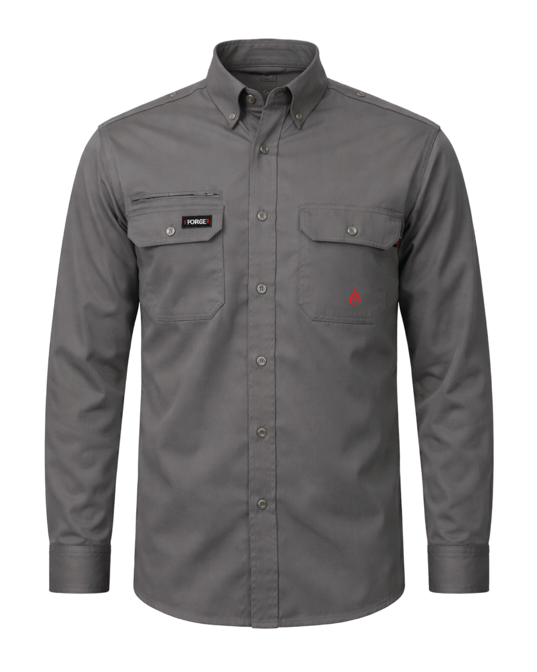 FORGE FR MEN'S Double Pocket Light GREY LONG SLEEVE SHIRT Light GREY / XXL FORGE FR MEN'S Double Pocket Light GREY LONG SLEEVE SHIRT Light GREY / XXL