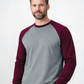 Forge Fr Men's Grey & Burgundy Baseball Long Sleeve T-shirt