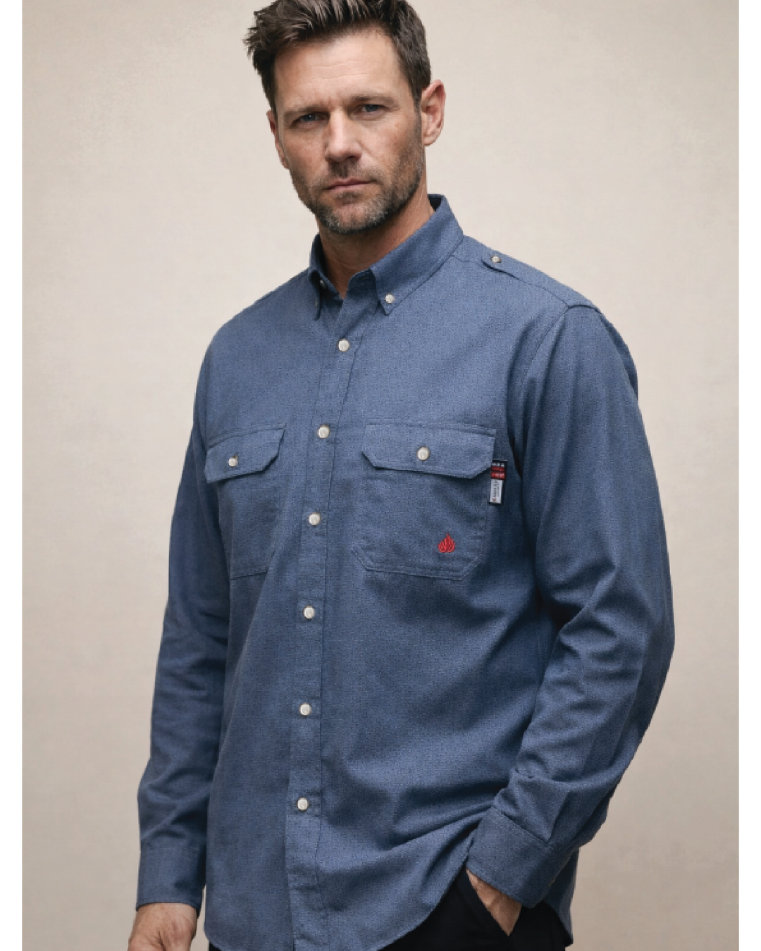 Forge Fr Men's Blue Plaid Printed Long Sleeve Shirt