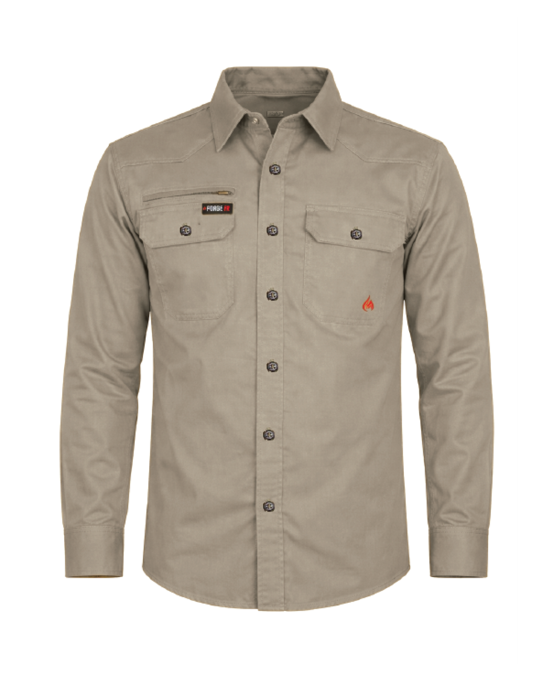 FORGE FR MEN'S KHAKI RIPSTOP VENT BUTTON SHIRT