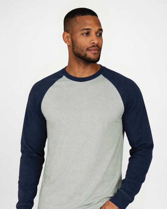 Forge Fr Men's Grey & Navy Baseball Long Sleeve T-shirt