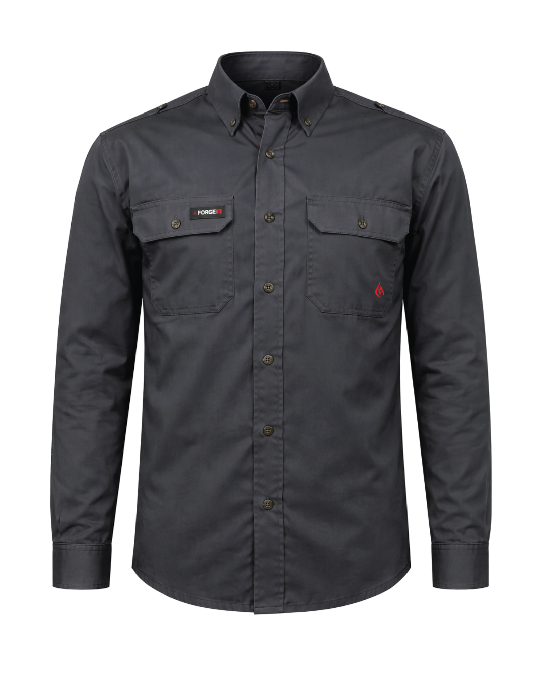FORGE FR MEN'S GREY RIPSTOP VENT BUTTON SHIRT