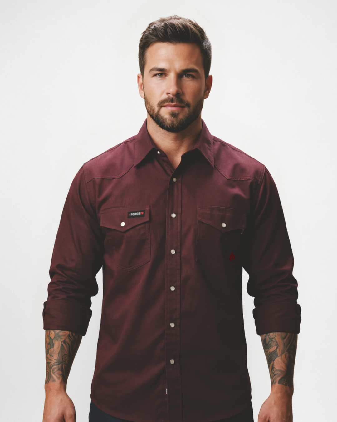 Forge Fr Men's Solid Long Sleeve Burgundy Shirt – FORGE FR Forge Fr Men's Solid Long Sleeve Burgundy Shirt – FORGE FR