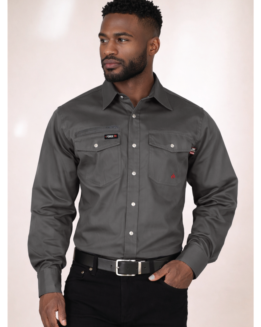 FORGE FR MEN'S  LIGHT WEIGHT RIPSTOP VENT SNAP SHIRT