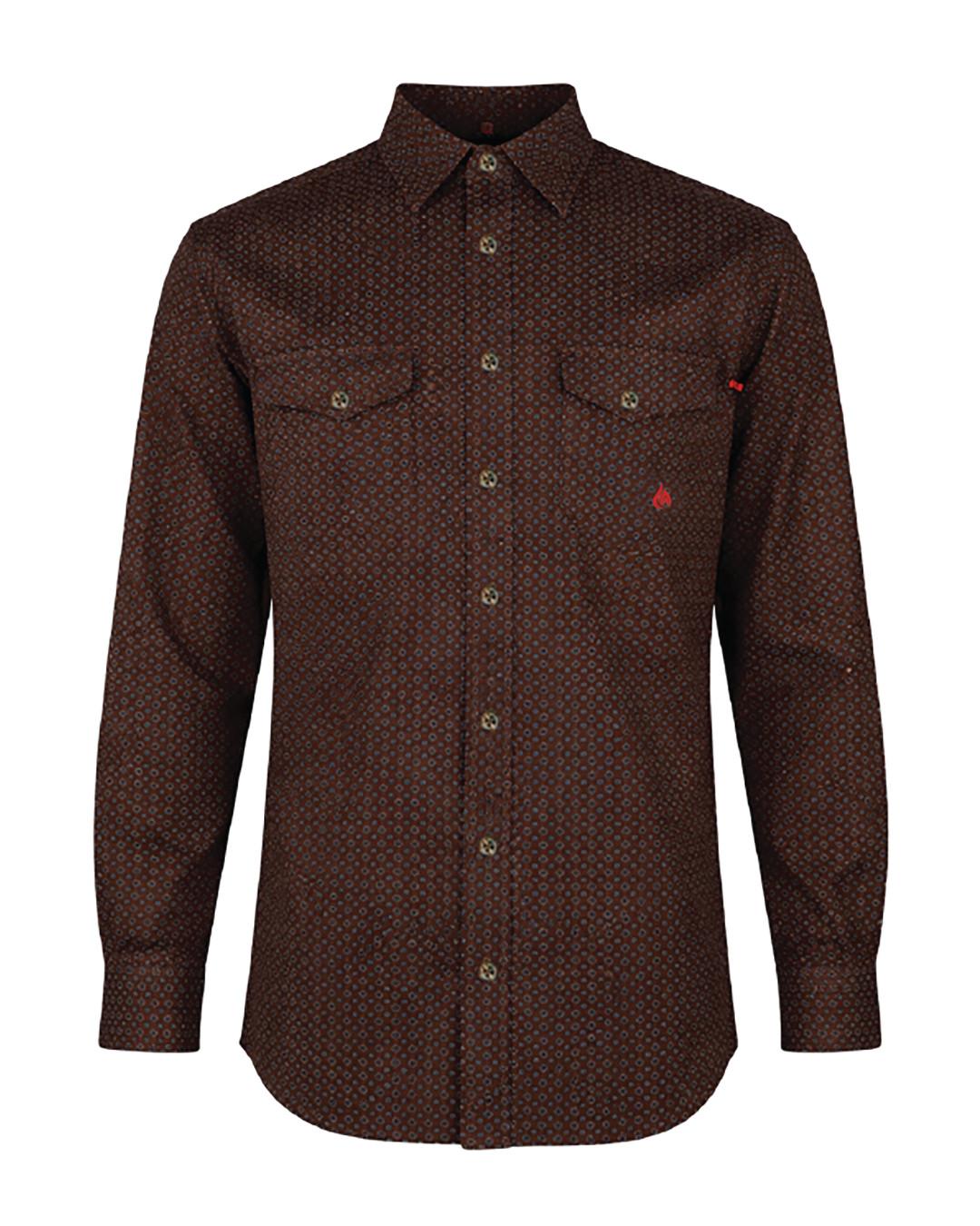 Forge Fr Men's Brown Printed Long Sleeve Shirt