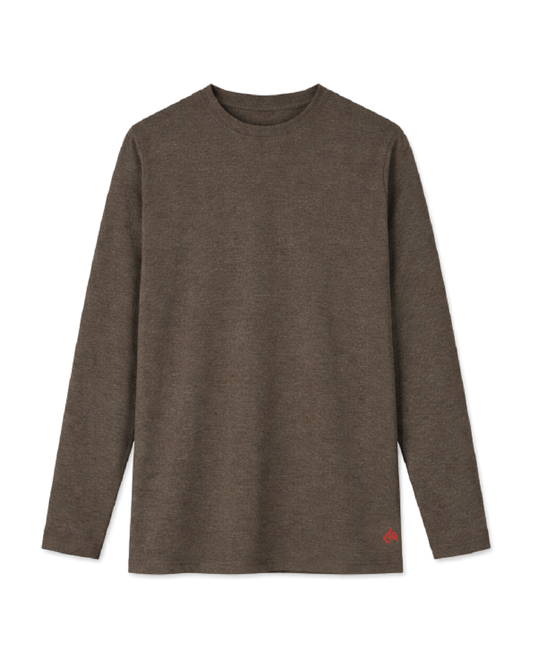 Forge Fr Men's Heather Brown Crew Neck Light Weight Long Sleeve T-shirt
