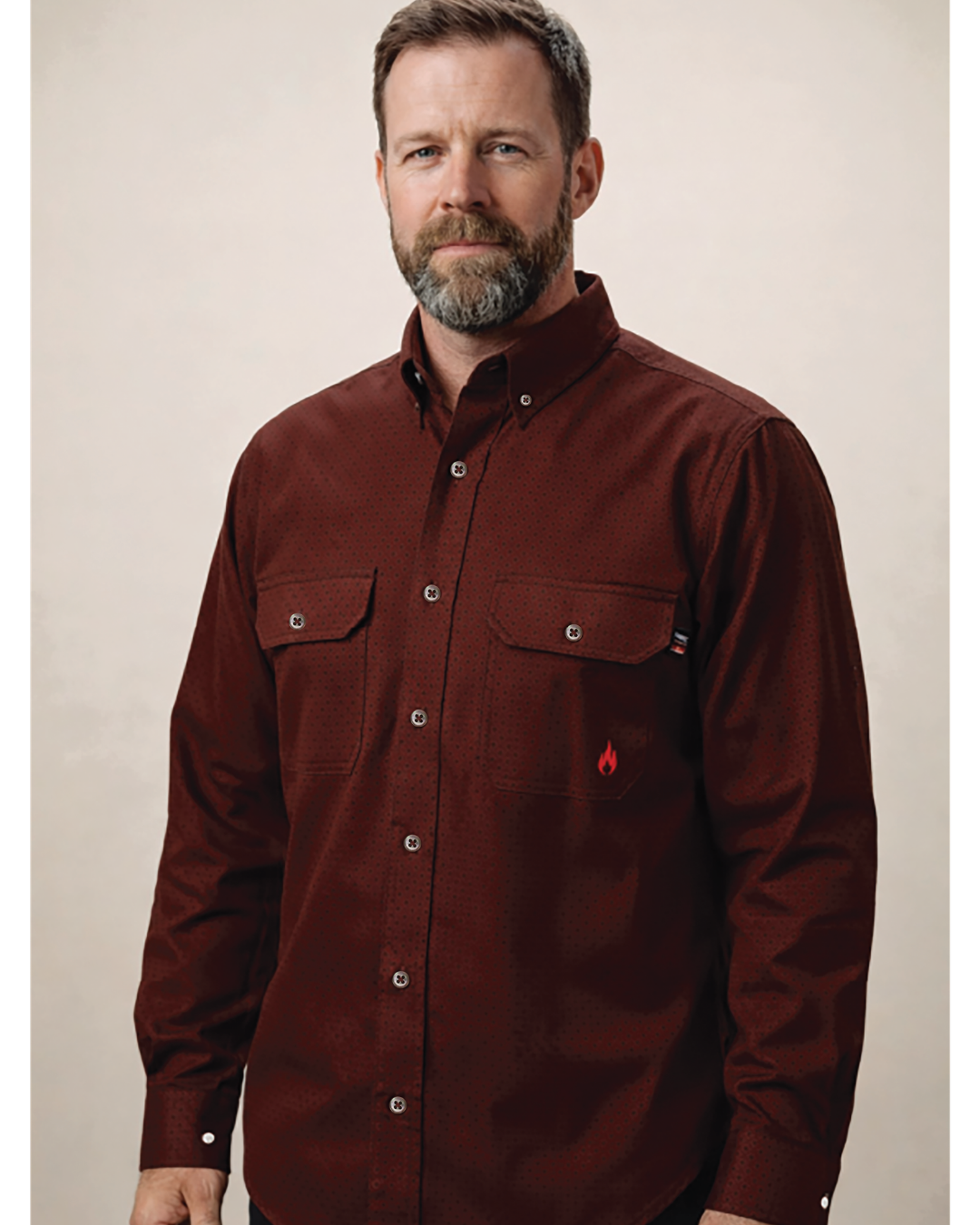 Forge Fr Men's Burgundy Printed Long Sleeve Shirt