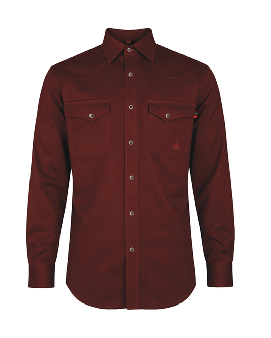 Forge Fr Men's Burgundy Printed Long Sleeve Shirt