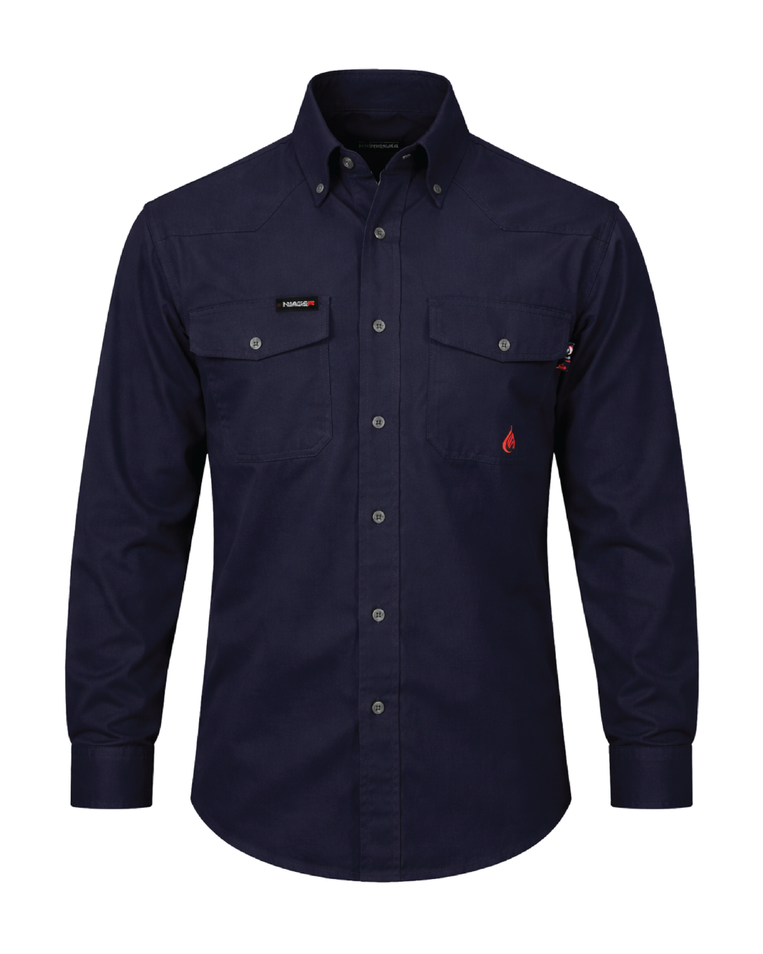 MEN'S FR Navy BUTTON RIPSTOP SHIRT