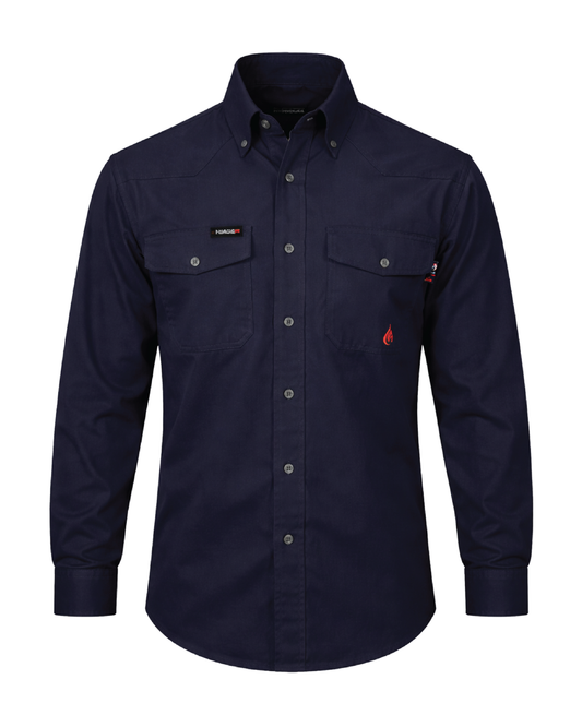 MEN'S FR Navy BUTTON RIPSTOP SHIRT