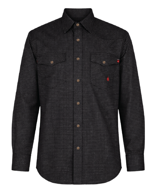 FORGE FR MEN'S PLAID Jet Black LONG SLEEVE BUTTON SHIRT