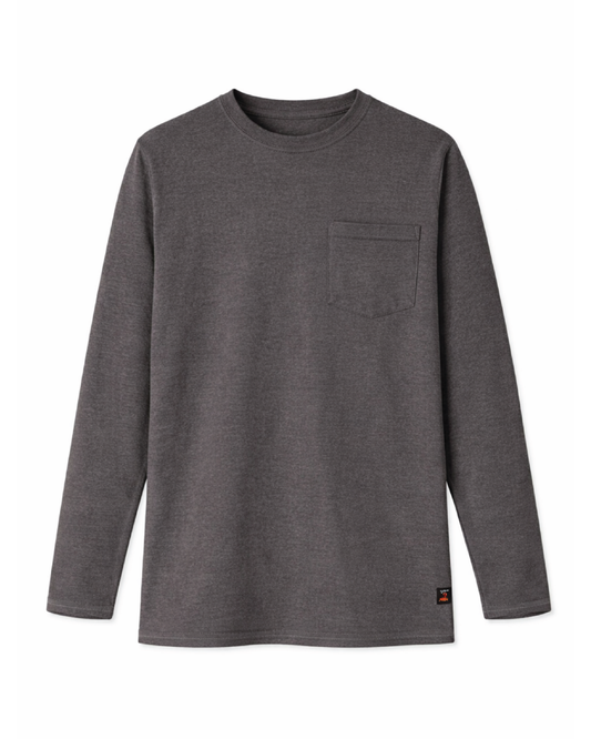 Forge Fr Men's Charcoal Grey Crew Neck Light Weight Long Sleeve T-shirt