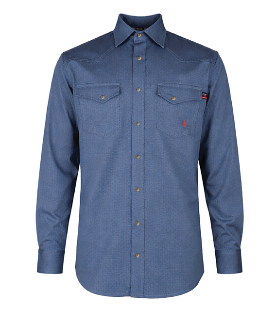 Forge Fr Men's Blue Printed Long Sleeve Shirt