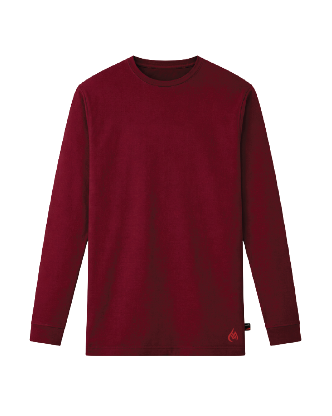 Forge Fr Men's Burgundy Long Sleeve Crew Neck T-shirt