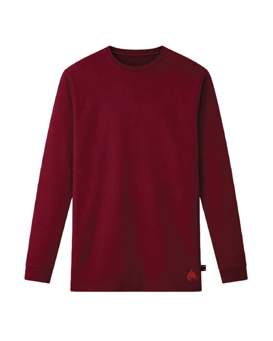 Forge Fr Men's Burgundy Long Sleeve Crew Neck T-shirt