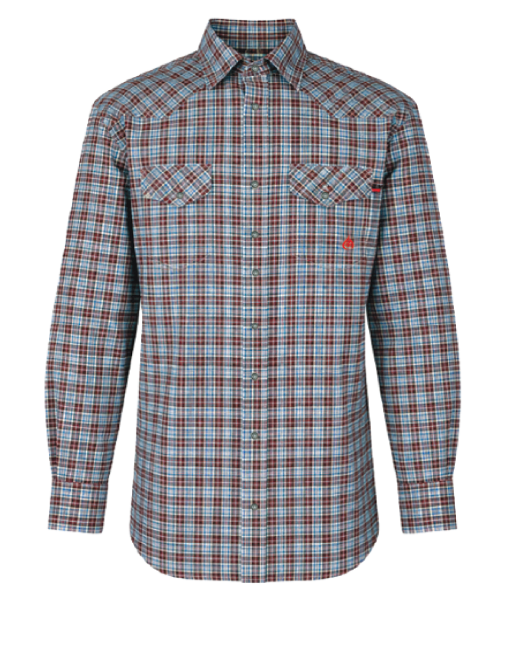 FORGE FR MEN'S Red Double Pocket PLAID LONG SLEEVE SNAPS SHIRT