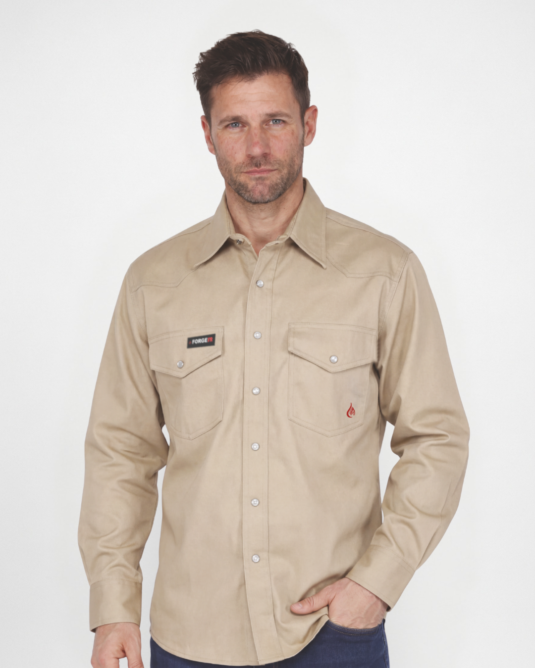 Forge Fr Men's Solid Stone Long Sleeve Shirt