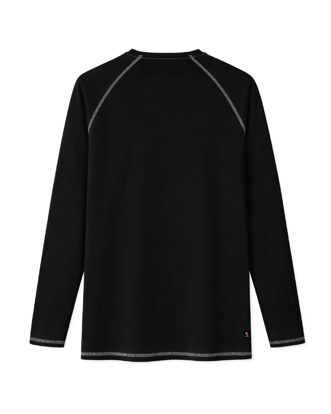 Forge Fr Men's Contrast Stitch Black Light Weight Crew Neck Long Sleeve T-shirt
