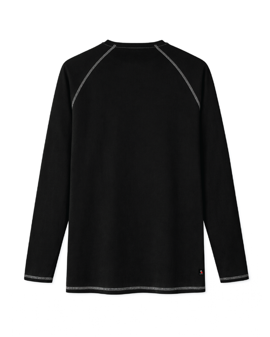 Forge Fr Men's Contrast Stitch Black Light Weight Crew Neck Long Sleeve T-shirt