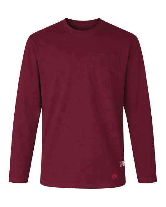 Forge Fr Men's Skull Print Burgundy Long Sleeve T-shirt