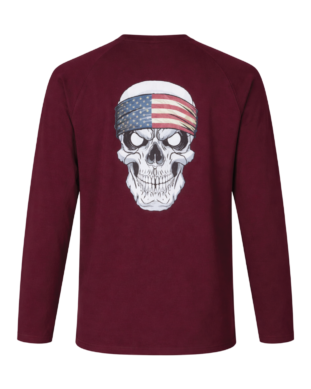 Forge Fr Men's Skull Print Burgundy Long Sleeve T-shirt