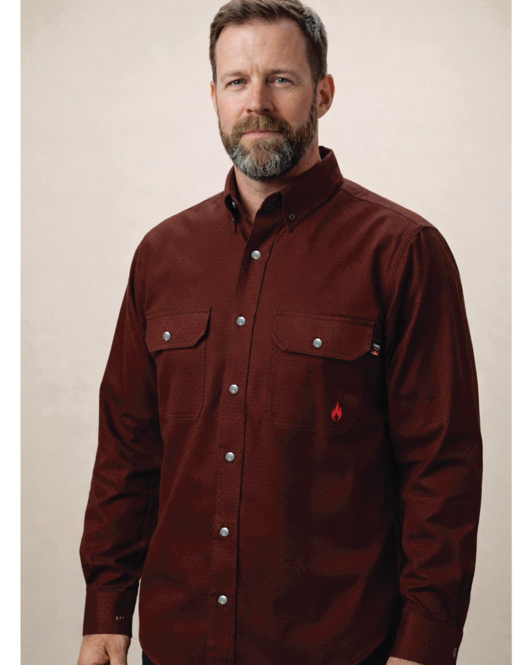 Forge Fr Men's Burgundy Plaid Printed Long Sleeve Shirt
