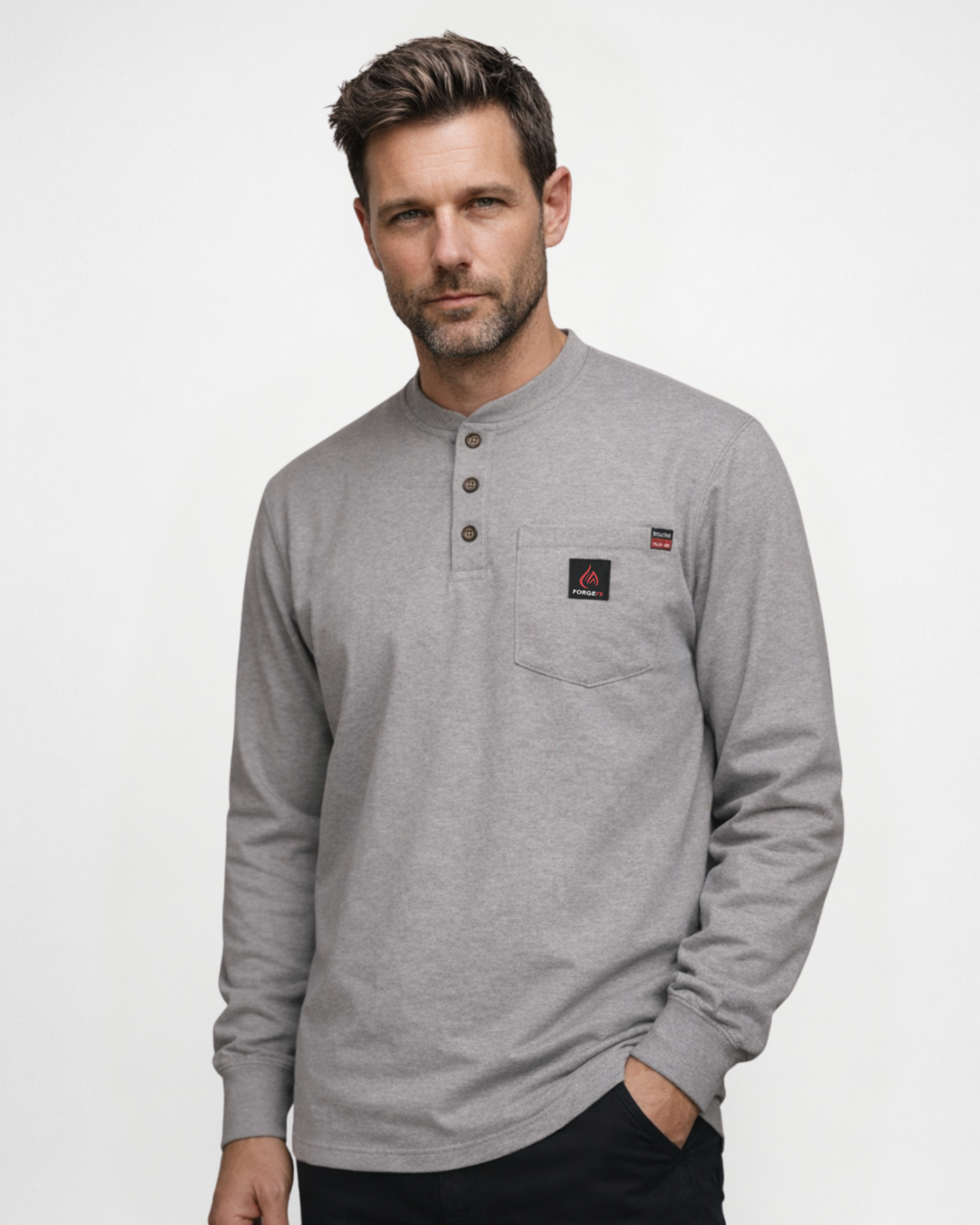 Forge Fr Men's Grey Light Weight Henley Tee