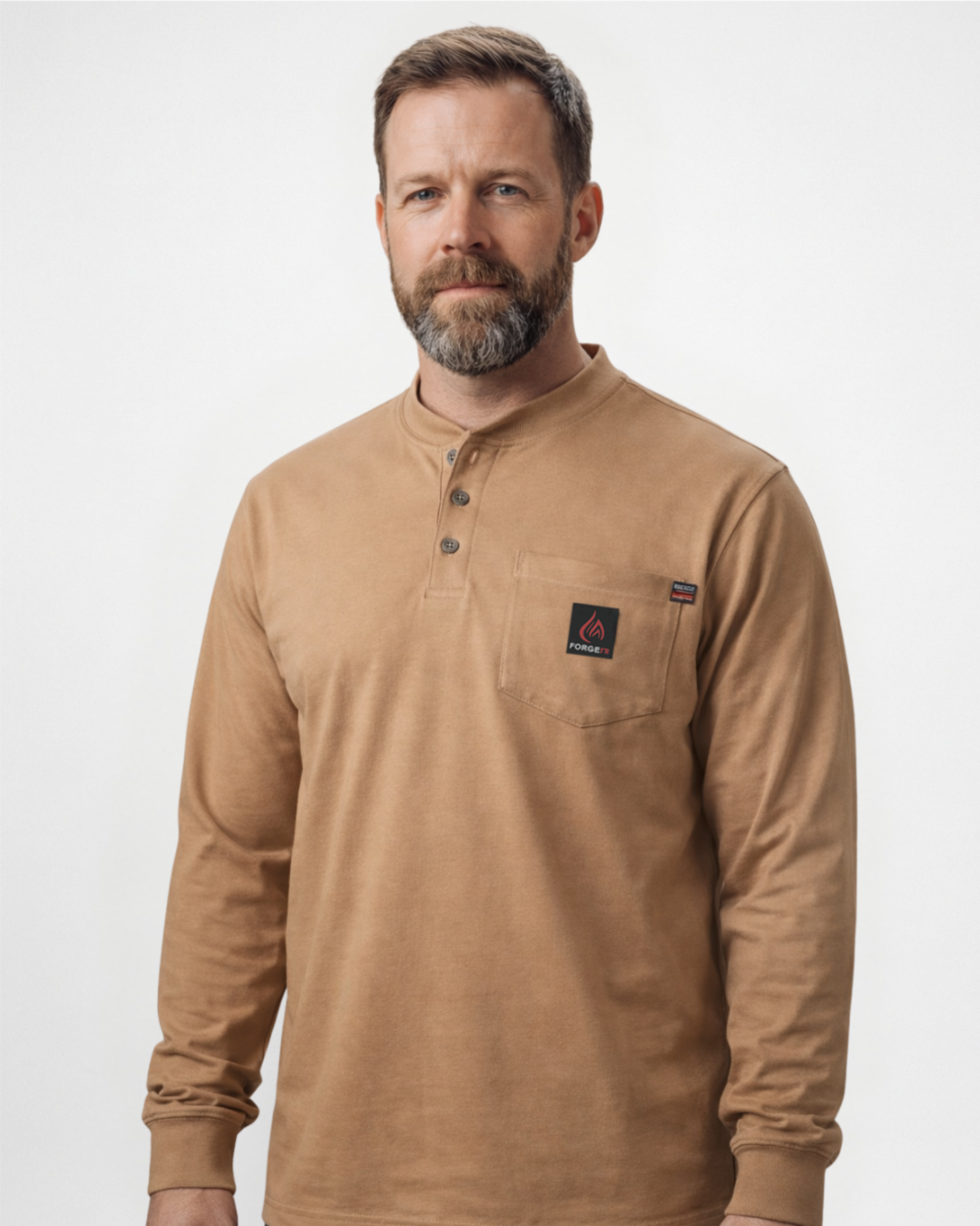 Forge Fr Men's Khaki  Light Weight Henley Tee