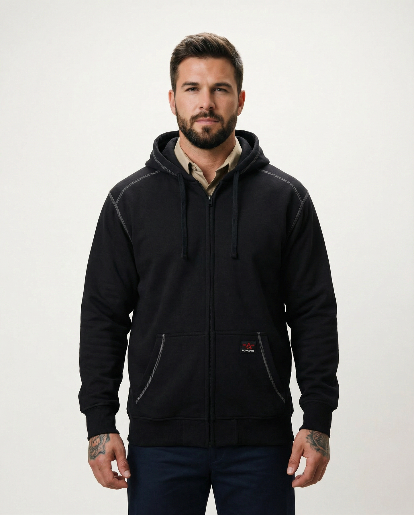 Forge Fr Men's Navy Hoodie With Zipper – FORGE FR Forge Fr Men's Navy Hoodie With Zipper – FORGE FR