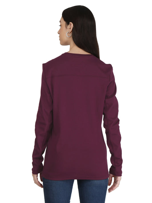 Forge Fr Women's Burgundy Crew Neck T-shirt